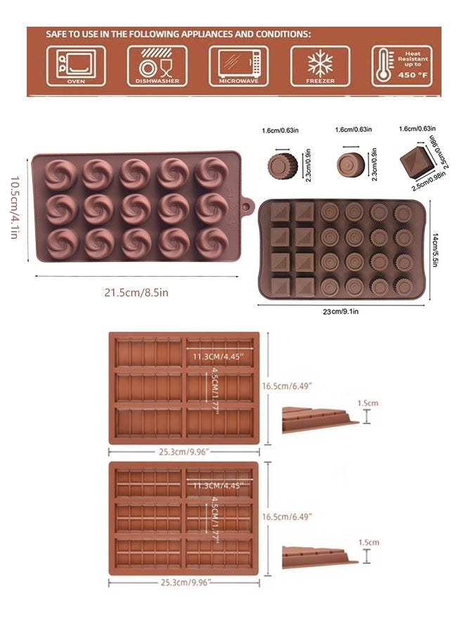 يمي قوالب شوكولاتة سيليكون 4 قطع، قوالب شوكولاتة عميقة، شوكولاتة دبي، قوالب شوكولاتة سيليكون كبيرة وسميكة للبار المحشو، قالب حلوى شوكولاتة كبير لحشو كنافة فستق شوكولاتة - Image 2