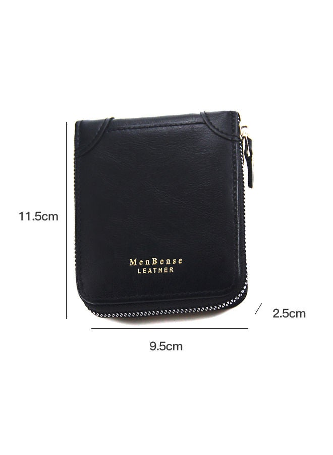 MenBense Casual Leather Men's Bifold Short Wallet Card Holder Certificate Zipper Money Bag for Business Commute - Image 2