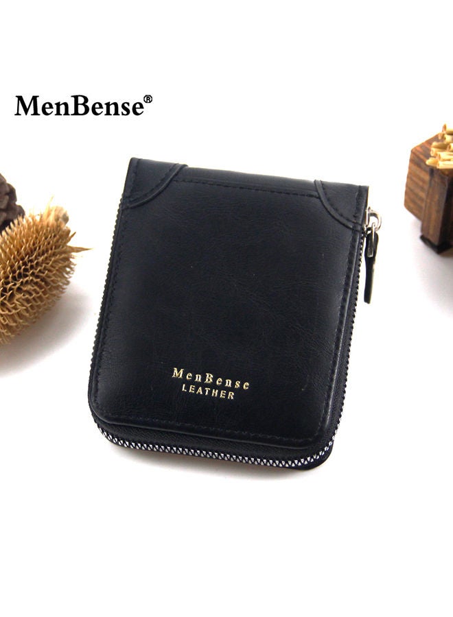 MenBense Casual Leather Men's Bifold Short Wallet Card Holder Certificate Zipper Money Bag for Business Commute - Image 5