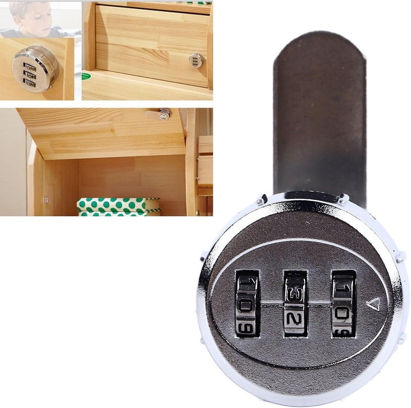 klarako Combination Cabinet Cam Lock Mini 3 Digit Password Mechanical Cabinet Lock for Drawer Mailbox Office (L30) - Image 2