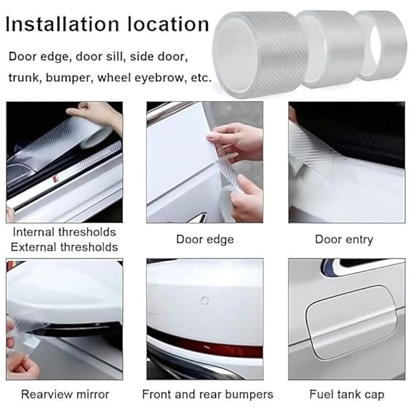 Aroja High Gloss Anti Scratch White Carbon Fiber Protection Tape,Universal Car Door Sill Protector Bumper Protector, Anti Scratch Tape, Car Sticker Protector Strip,Car Bumper Door Guard (White) - Image 5