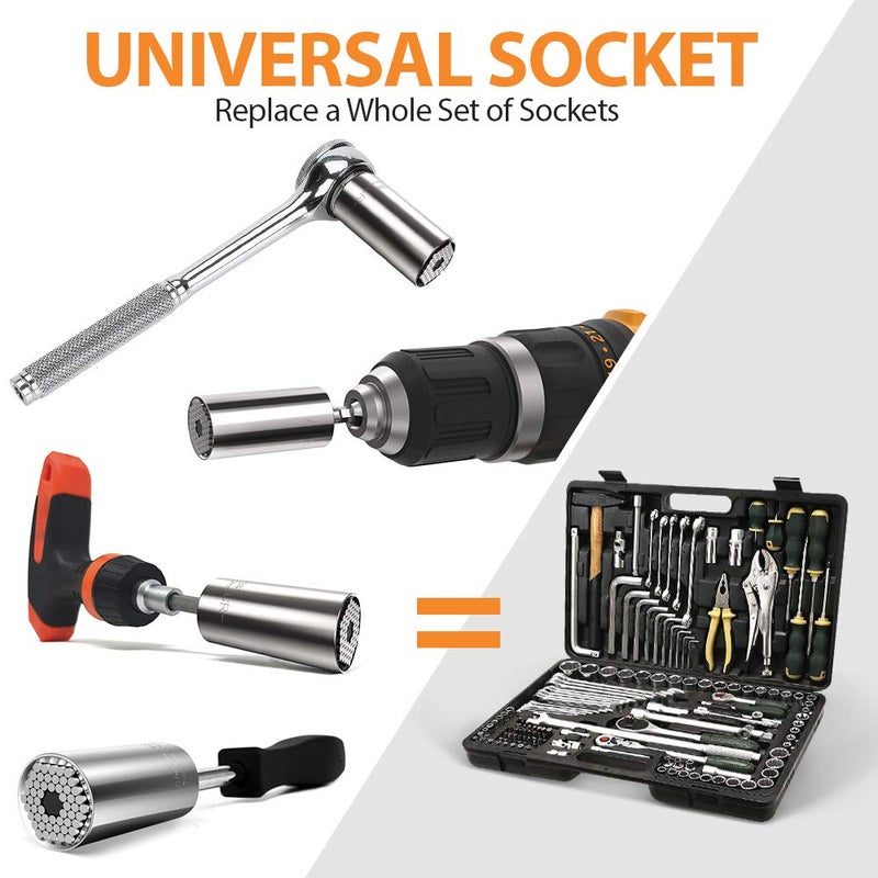 HELEMAN Valentines Day Gifts for Him Boyfriend Super Universal Socket Tools Gifts for Men: Socket Set with Power Drill Adapter (7-19 MM) Cool Stuff Gadgets Women Dad Gifts Husband Valentines Day Gifts Basket - Image 4