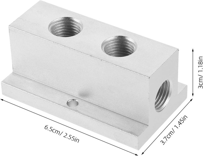 Garneck T-type Gas Distribution Manifold Block 2-position 4-port Compact Air Flow Divider Pneumatic Air Manifold Block - Image 2