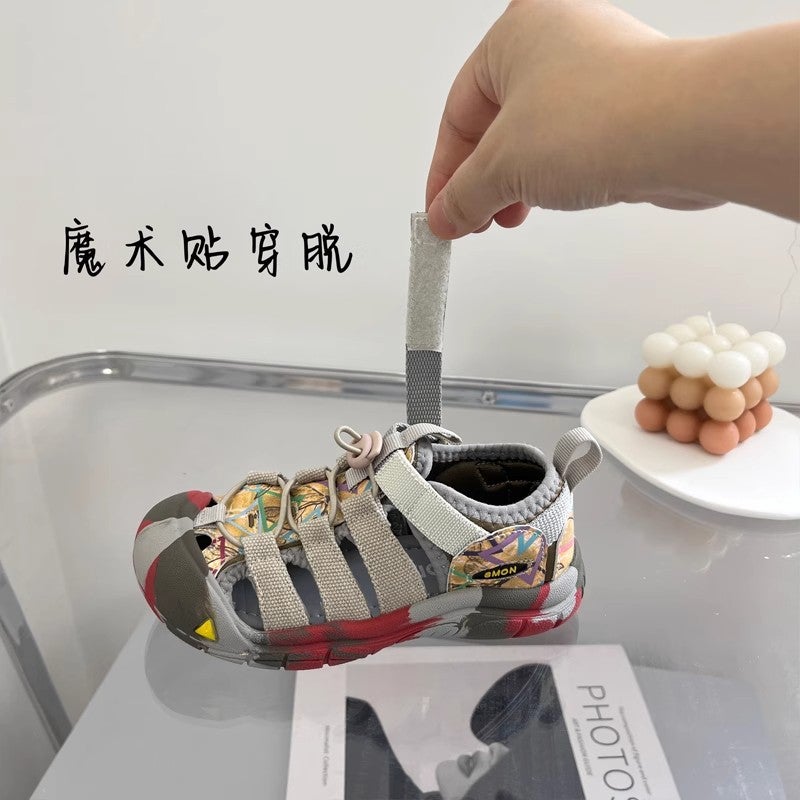 Outdoor Tracing Shoes Boys And Girls Sports Wading Sandals Beach Shoes Summer Baby Baotou Fashion Velcro Camouflage Shoes - Image 4