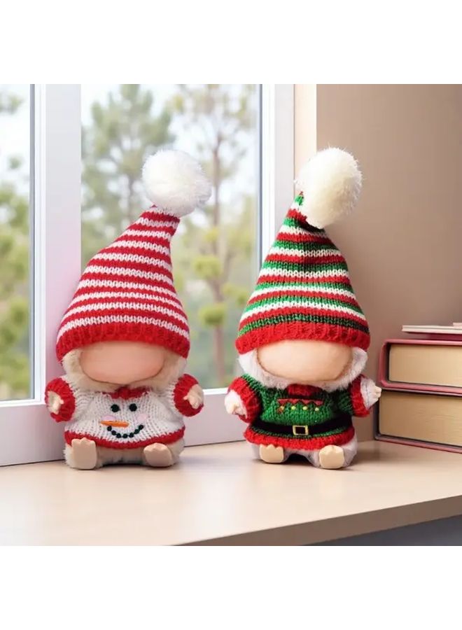 Green Christmas Labubu Doll Sweater And Hat Set With Pompom Cozy Fleece - Image 3