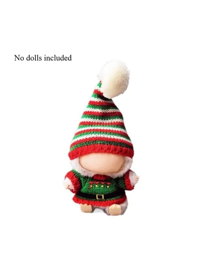 Green Christmas Labubu Doll Sweater And Hat Set With Pompom Cozy Fleece - Image 1