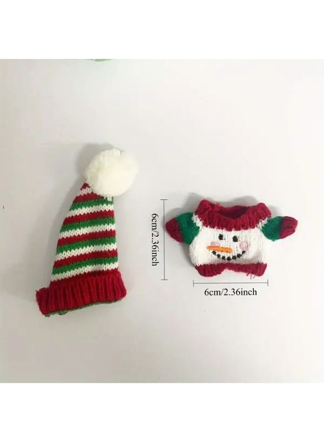 Green Christmas Labubu Doll Sweater And Hat Set With Pompom Cozy Fleece - Image 4