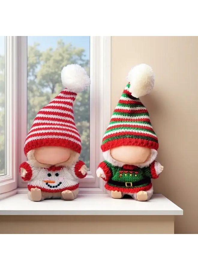 Green Christmas Labubu Doll Sweater And Hat Set With Pompom Cozy Fleece - Image 2