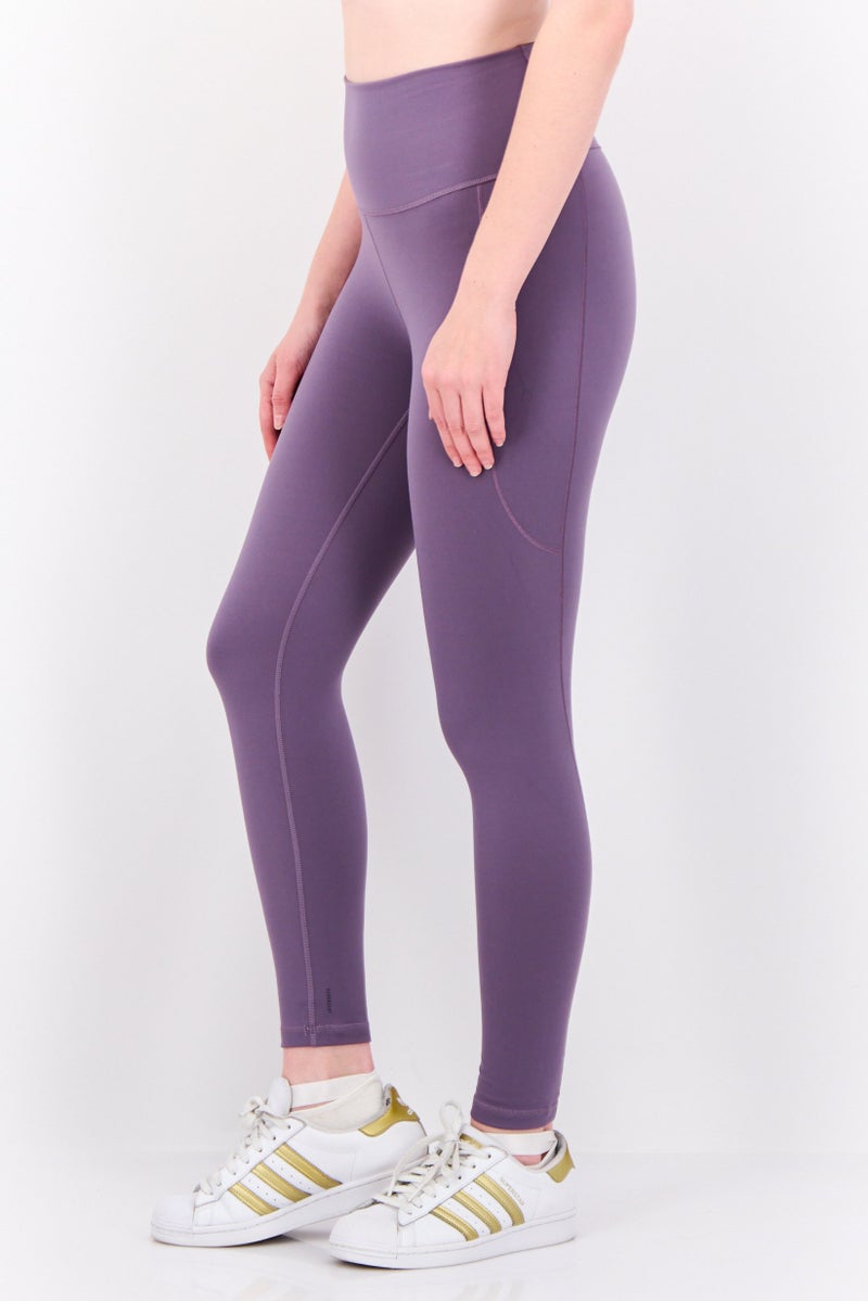 Adidas Women Tight Fit Solid 7/8 Outdoor Tights, Purple  - Image 2
