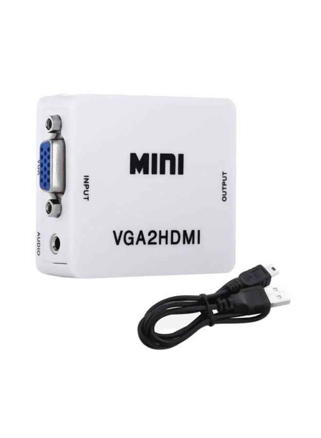 NIBEMINENT VGA To HDMI Full HD Video Converter Box Adapter White