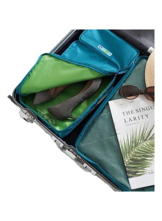 M Square Travel Clothing Storage Bag 6-piece Set, Toiletry Bag, Makeup Bag, Storage Pouch, Shoe Bag, Travel Organizer, Lake Blue - Image 1