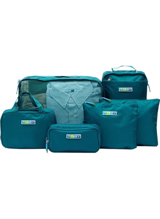 M Square Travel Clothing Storage Bag 6-piece Set, Toiletry Bag, Makeup Bag, Storage Pouch, Shoe Bag, Travel Organizer, Lake Blue - Image 3