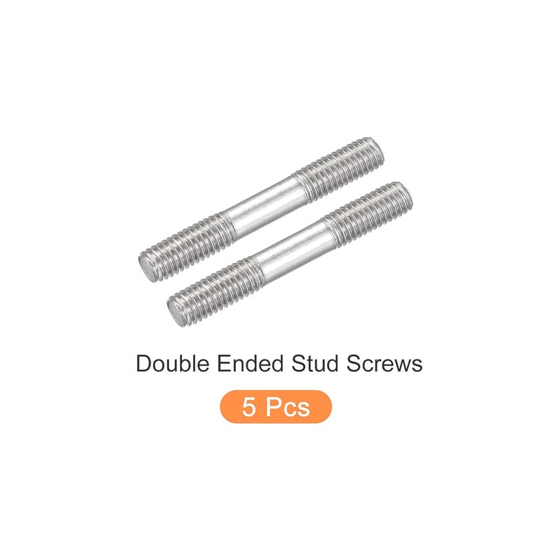 METALLIXITY Double Ended Stud Screws (M5 Thread 40mm Length) 5pcs, 304 Stainless Steel Dual Threaded Rod Bolts - for House Maintenance - Image 5