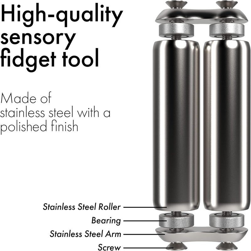 ONO Roller - Handheld Fidget Toy for Adults | Help Relieve Stress, Anxiety, Tension | Promotes Focus, Clarity | Compact, Portable Design (Full Size/Stainless Steel, Steel) - Image 4