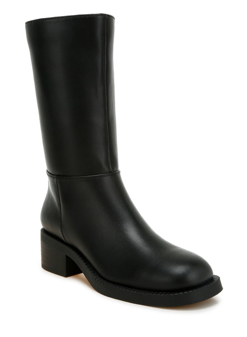 لندن راج أحذية نسائية من لندن راغ بكعب عريض تصل إلى منتصف الساق باللون الأسود - Image 2