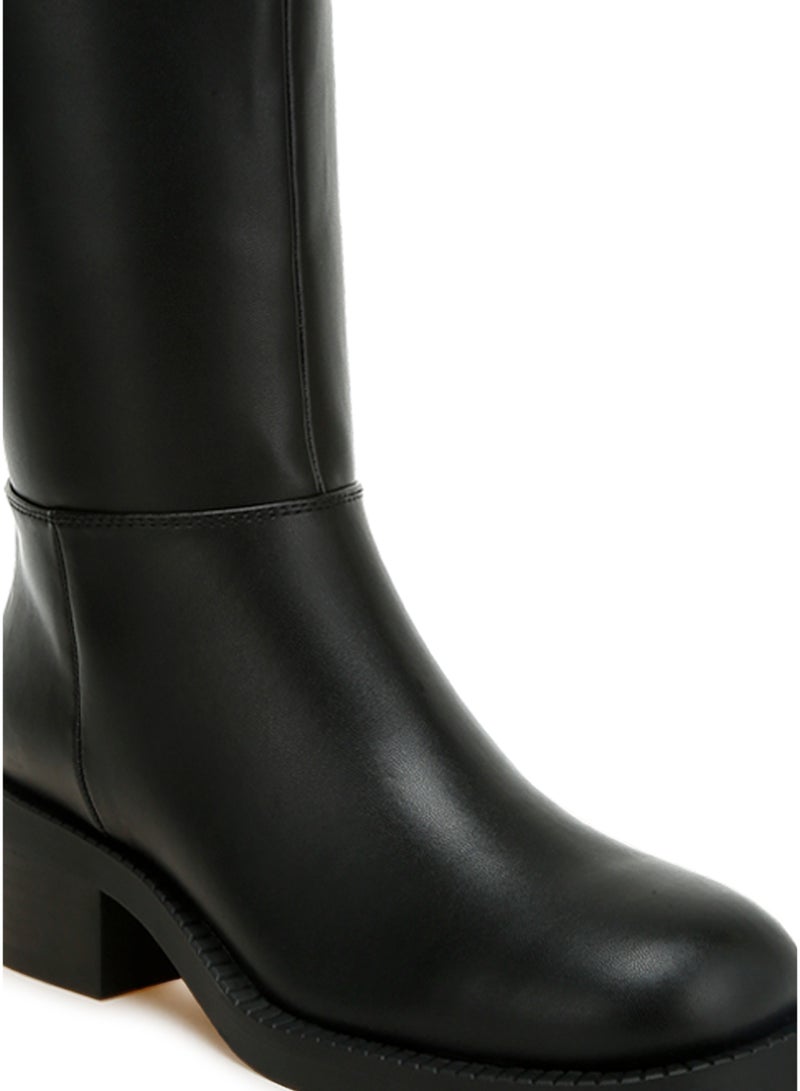 لندن راج أحذية نسائية من لندن راغ بكعب عريض تصل إلى منتصف الساق باللون الأسود - Image 5