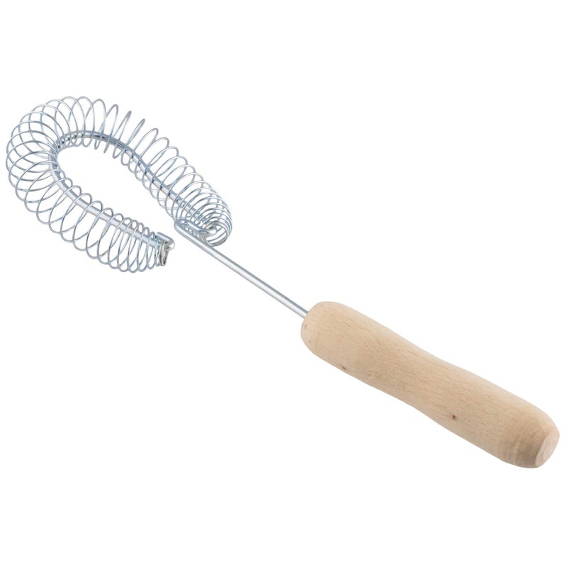 Stainless Steel Spiral Wire Whisk Heavy Duty Coil Sauce Gravy Whipper Wooden Handheld Egg Whisks