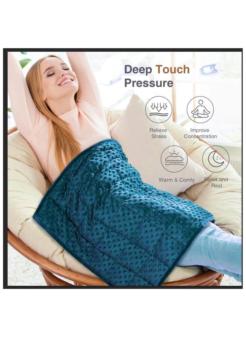 Fabienne Weighted Lap Blanket 7Lbs Dotted Minky Fabric 74x61 cm Teal Blue Weighted Lap Pad Ideal for Adults, Teenagers and Kids, Supports Sensory Processing Autism ADHD Provides Calming Comfort for Relaxation Focus and Multipurpose Use  - Image 4