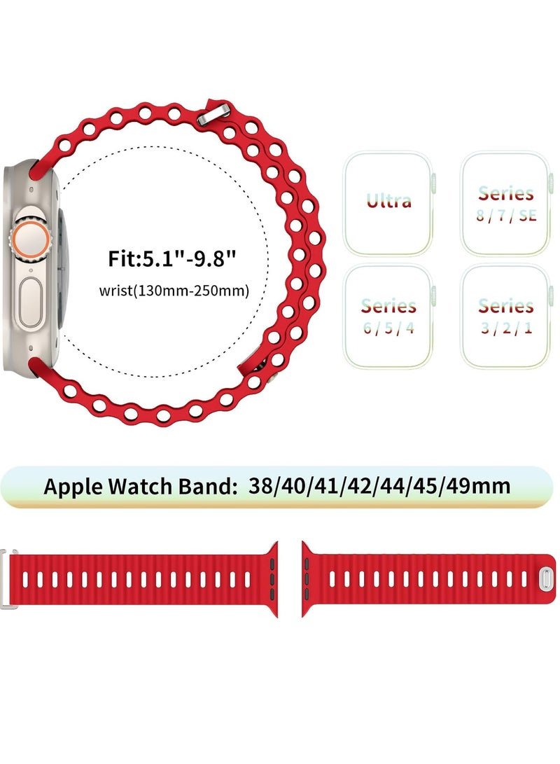 ELTRAZONE Sports Breathable Silicone Band luxury T-Buckle Watch Band for Ultra 1/2 49mm 45mm 44mm 42mm Compatible with iWatch Series Ultra/Ultra2 /9/8/7/6/5/4/3/2/1 - Image 4