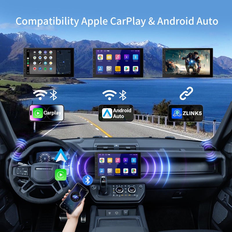 Haudio 7 Inch Double Din Car Stereo with Wireless Apple CarPlay & Android Auto, 2+32G Android 13 Car Radio, Bluetooth, GPS Navigation, FM AM RDS, IPS Touchscreen, Backup Camera Ready - Image 3