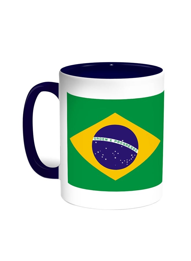 Brazil Printed Coffee Mug Blue/White 11ounce