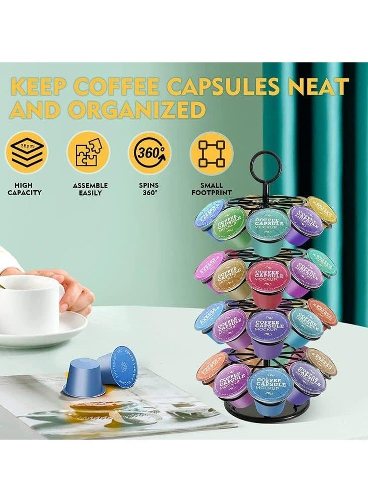 بلومنغ تايم منظم حامل كبسولات القهوة يدور 360 درجة، موفر للمساحة في المنزل والمكتب - Image 5