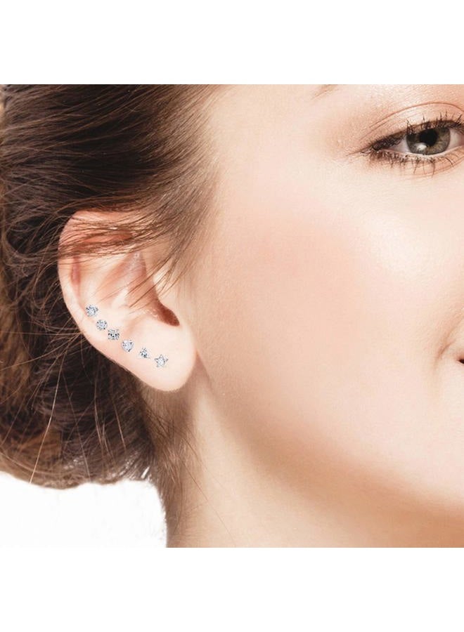 Jstyle 12Pairs Clear Plastic Stud Earrings for Women Acrylic Post Star Heart Rhinestone Ear Studs Piercing Retainers - Image 3