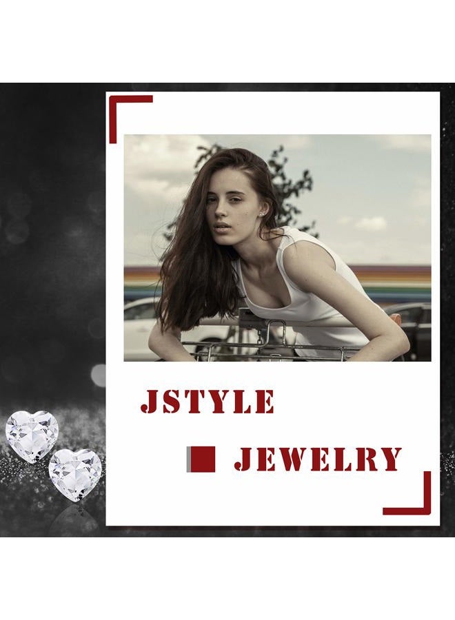 Jstyle 12Pairs Clear Plastic Stud Earrings for Women Acrylic Post Star Heart Rhinestone Ear Studs Piercing Retainers - Image 5