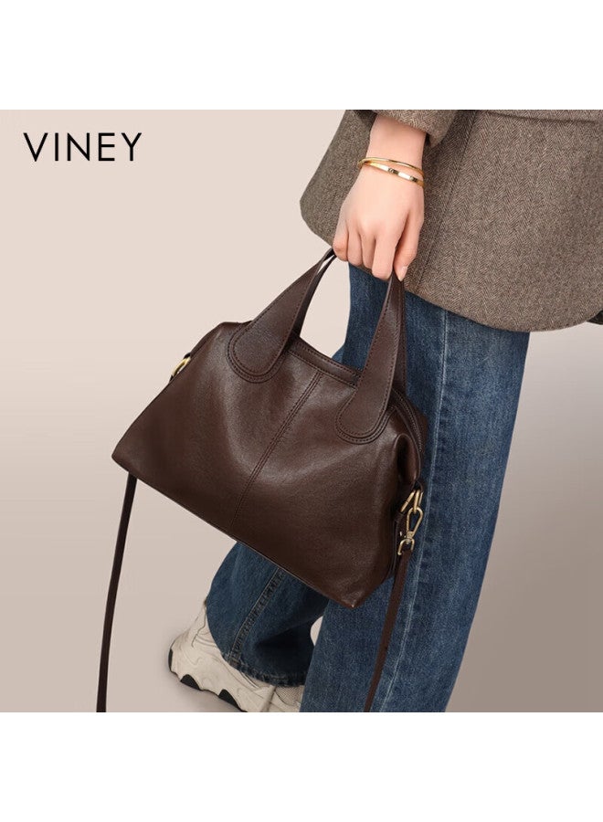 Viney Leather Handbag For Women, Large Capacity Tote Bag, Commuter Shoulder Crossbody Bag, Birthday And New Year Gift For Girlfriend - Image 1