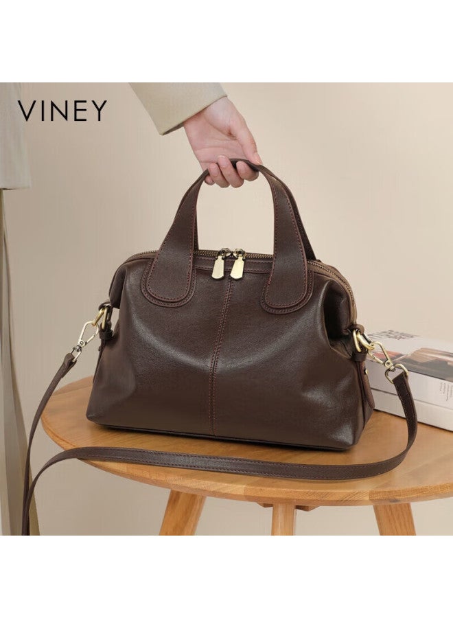 Viney Leather Handbag For Women, Large Capacity Tote Bag, Commuter Shoulder Crossbody Bag, Birthday And New Year Gift For Girlfriend - Image 2