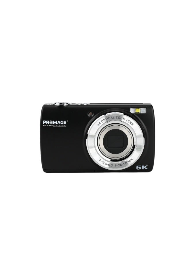 PROMAGE Promage 5K Ultra HD+ Digital Camera for Photography and Vlogging - Dual Camera, 5x Optical Zoom, Touch Display, Face Detection, 1050mAh Battery, Supports SD Card (PC-275) - Black  - Image 1