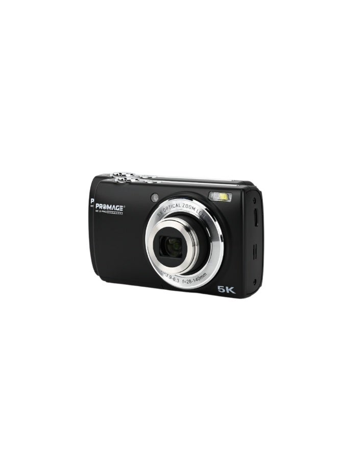 PROMAGE Promage 5K Ultra HD+ Digital Camera for Photography and Vlogging - Dual Camera, 5x Optical Zoom, Touch Display, Face Detection, 1050mAh Battery, Supports SD Card (PC-275) - Black  - Image 3