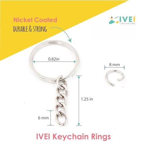 IVEI DIY Keychain Rings with Open Jump Rings for Craft | Metal Split Keyring of 25mm | Jewlery, Charms and Purse Making | Craft Essentials for Small Businesses (Keychain Rings Set) (50) - Image 3