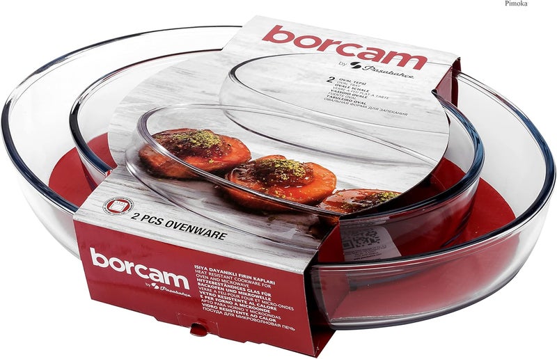 Borcam Oval Glass Tray Set – 4750cc Capacity | Clear Finish | Microwave & Dishwasher Safe | Lightweight & Durable - Image 4