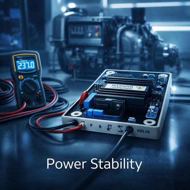 منظم طاقة تلقائي (AVR) للمولدات بدون فرشاة، جهد دخول 95-132VAC أو 190-264VAC، مصنوع من مادة ABS متينة - يوفر إخراج جهد مستقر، ويحتوي على حماية من الجهد الزائد، مثالي للاستخدام مع المولدات البديلة. - Image 2