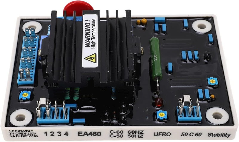 منظم طاقة تلقائي (AVR) للمولدات بدون فرشاة، جهد دخول 95-132VAC أو 190-264VAC، مصنوع من مادة ABS متينة - يوفر إخراج جهد مستقر، ويحتوي على حماية من الجهد الزائد، مثالي للاستخدام مع المولدات البديلة. - Image 1