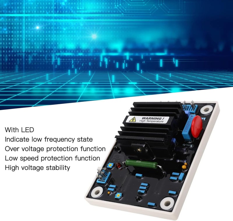 منظم طاقة تلقائي (AVR) للمولدات بدون فرشاة، جهد دخول 95-132VAC أو 190-264VAC، مصنوع من مادة ABS متينة - يوفر إخراج جهد مستقر، ويحتوي على حماية من الجهد الزائد، مثالي للاستخدام مع المولدات البديلة. - Image 5