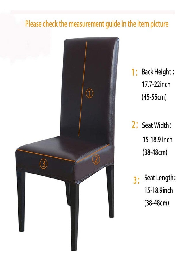 FLYPARTY Stretch Solid Pu Leather Waterproof Dining Chair Cover Slipcover Removable Washable Short Dining Chair Cover Protector Seat Solid Slipcovers for Hotel,Dining Room,Wedding (Beige, 4) - Image 4