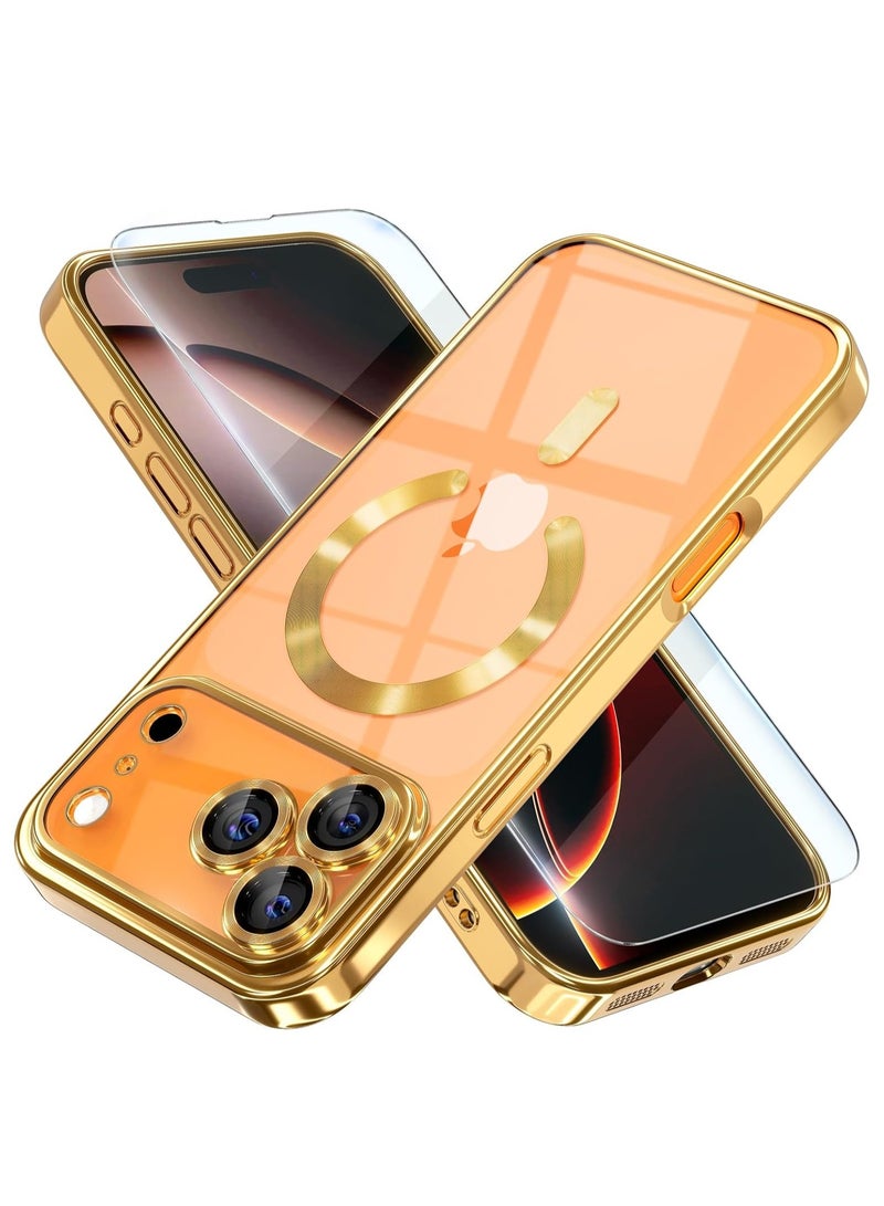 YJS iPhone 17 Pro Case Compatible with MagSafe Cover With Tempered Glass 9D Full Hd Glass For iPhone 17 Pro Full Camera Lens Protection Clear Case for iPhone 17 Pro 6.3-inch - Image 1