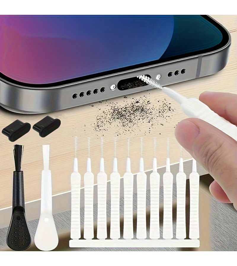١٤ قطعة من سدادة الغبار من نوع USB-C مع فرشاة تنظيف للوحة المفاتيح، طقم متعدد الألوان ومتنوع لأجهزة التكنولوجيا. - Image 1