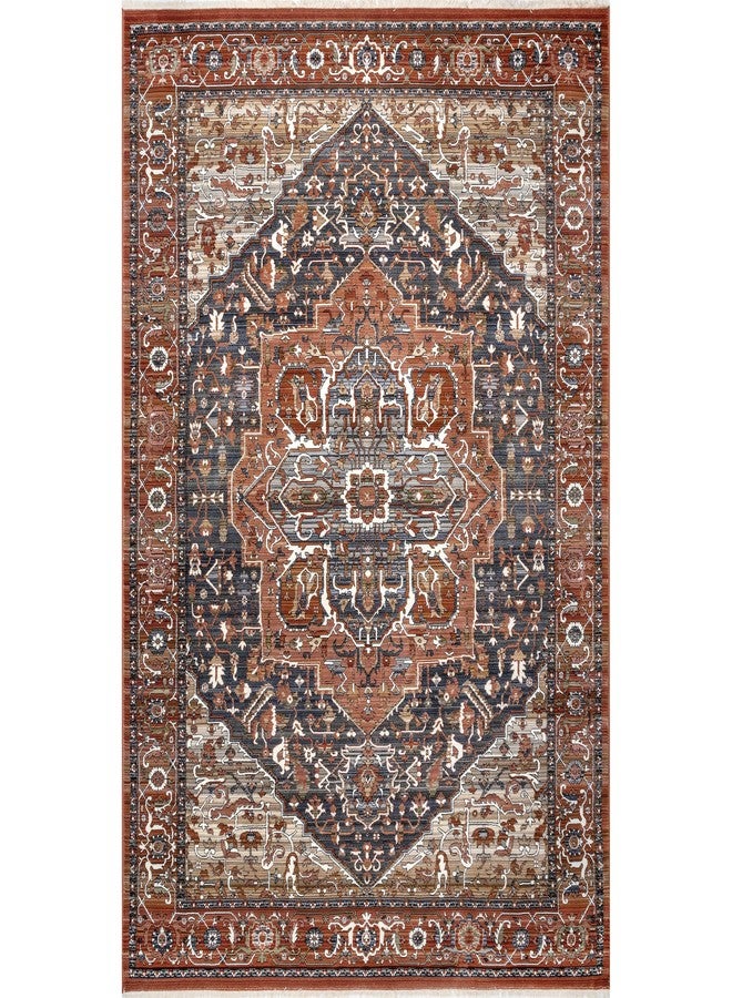 nuLOOM Fringed Performance Indoor Area Rug, Power Loomed, Easy Clean, Durable, Non-Shed, 2' x 4', Oliveira Red - Image 2
