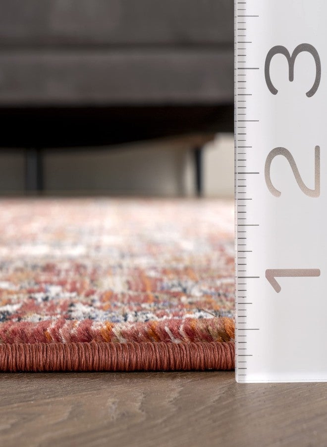 nuLOOM Fringed Performance Indoor Area Rug, Power Loomed, Easy Clean, Durable, Non-Shed, 2' x 4', Oliveira Red - Image 5