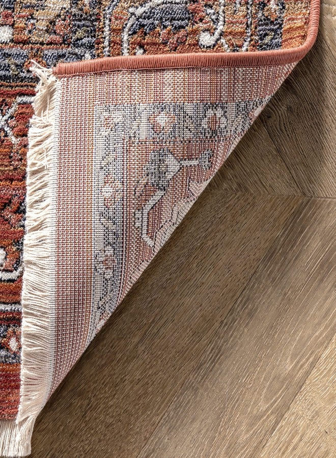 nuLOOM Fringed Performance Indoor Area Rug, Power Loomed, Easy Clean, Durable, Non-Shed, 2' x 4', Oliveira Red - Image 3