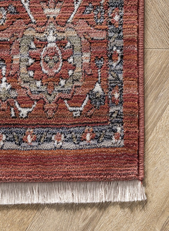 nuLOOM Fringed Performance Indoor Area Rug, Power Loomed, Easy Clean, Durable, Non-Shed, 2' x 4', Oliveira Red - Image 4