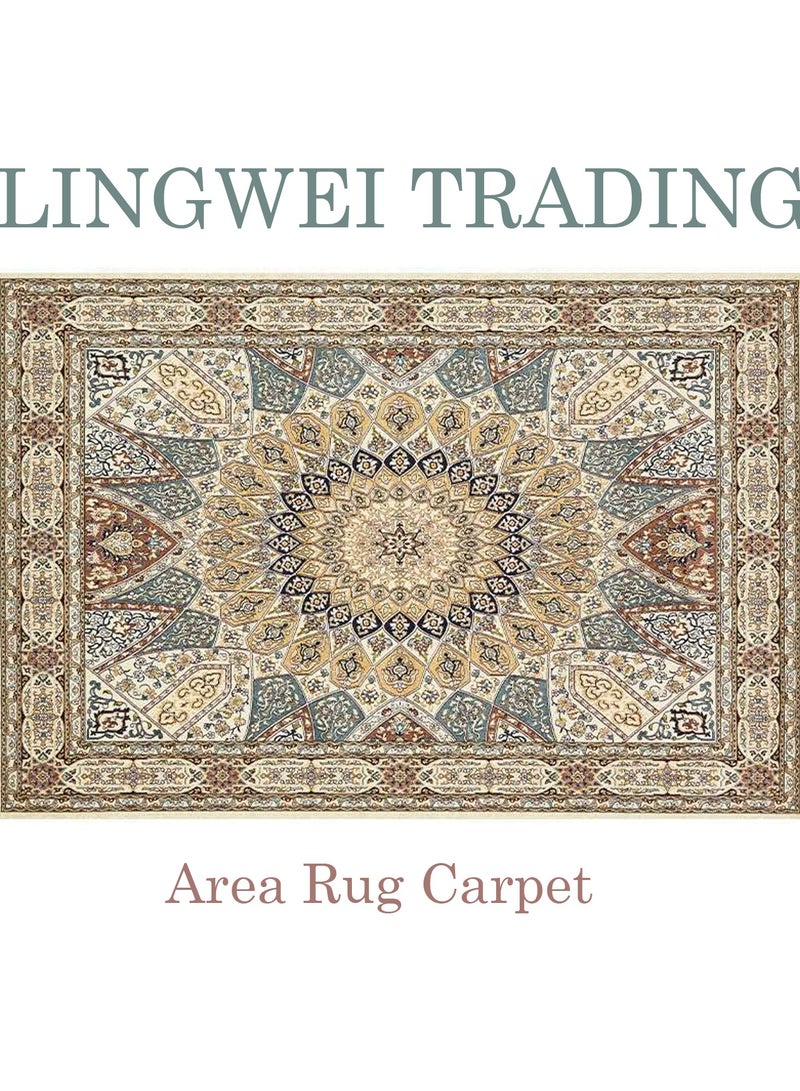 LINGWEI Soft Fluff Carpet Non Slip Area Rugs, For Living Room Bedroom Multicolour - Image 3