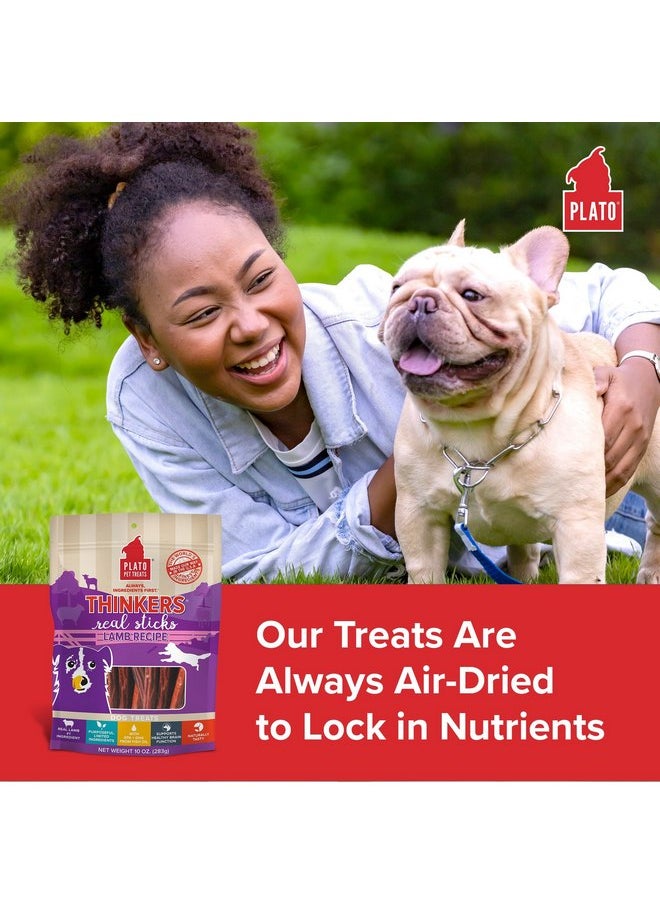 بلاتو مكافآت الكلاب المجففة بالهواء من Plato Pet Treats، أعواد Lamb Thinkers، مكافآت طبيعية للكلاب، لحوم حقيقية، مجففة بالهواء، صنع في الولايات المتحدة الأمريكية، 10 أونصات  - Image 3