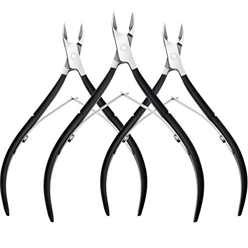 Mudder 3 Packs Cuticle Nippers Cutter Tool Stainless Steel Nail Cuticle Trimmer Remover with Pointed Blade Scissors Pedicure Manicure Tool for Fingernails Nails Care and Toenails(Black) - Image 5