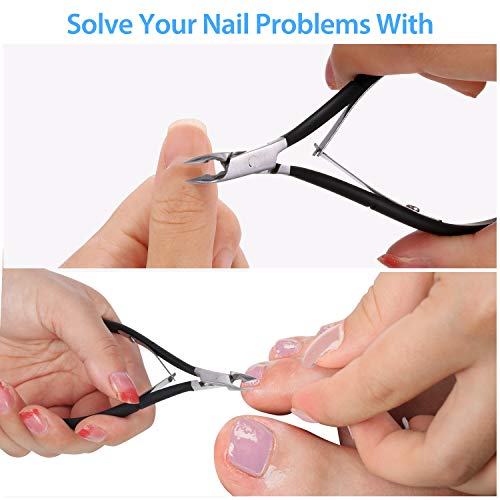 Mudder 3 Packs Cuticle Nippers Cutter Tool Stainless Steel Nail Cuticle Trimmer Remover with Pointed Blade Scissors Pedicure Manicure Tool for Fingernails Nails Care and Toenails(Black) - Image 4