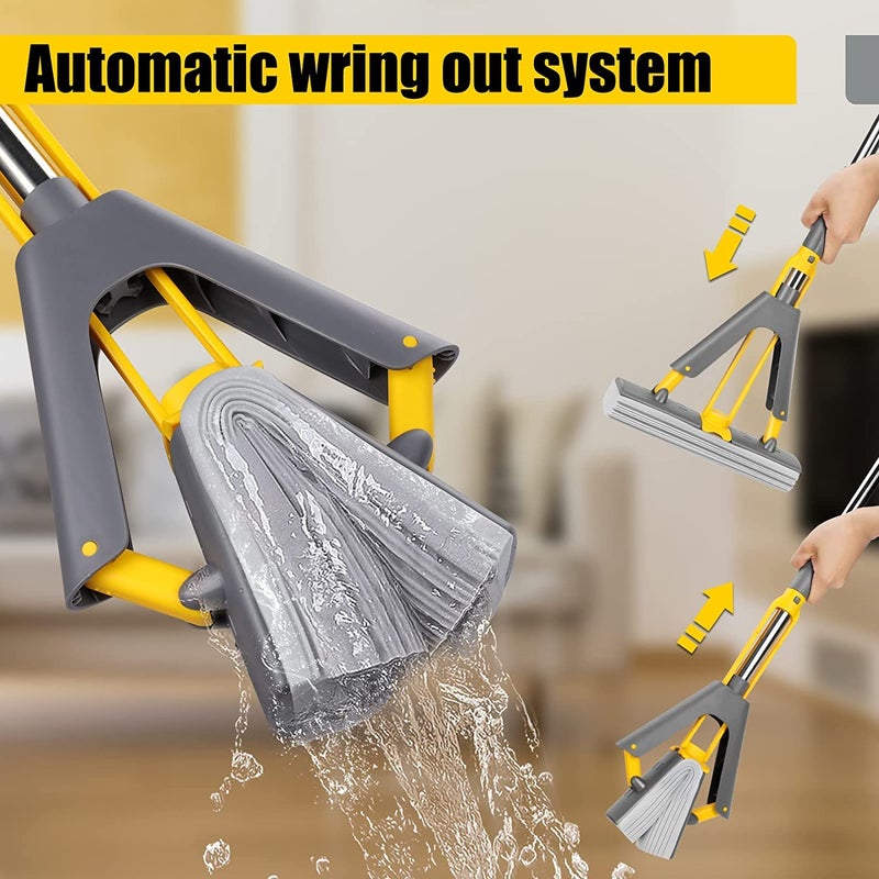KRLZ Sponge Mop and Bucket Set Sponge Mop with Self Squeege Wringing Bucket Mop Bucket for Cleaning Laminate Tile Hardwood Floor - Image 2