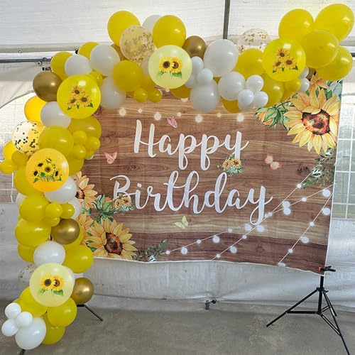 Togvu Sunflower Yellow Gold Balloons - 12 Inch Sunflower Bee Theme with Metallic Gold Confetti for Kids Birthday & Baby Shower Party Decorations - Image 3